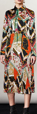 Patch Print Midi Shirt Dress