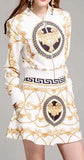 Printed Cropped Jacket & Skirt Set