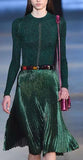 Metallic Knit Stretch Sweater & Long Pleated Skirt in Green or Wine Red - DESIGNER INSPIRED FASHIONS