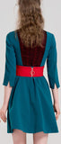 Belted Color-Contrast Mini Dress