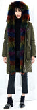 'Annabelle' Rainbow Fur-Trim Parka Coat