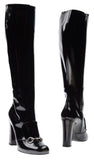 'Lillian' Horsebit Black Patent Leather Knee-High Boots - DESIGNER INSPIRED FASHIONS