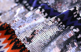 Sequin Embellished Chevron Sweater Dress-Silver - DESIGNER INSPIRED FASHIONS