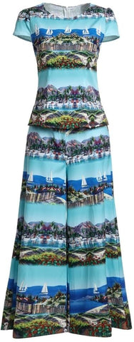 Postcard Print Top & Pant Set - DESIGNER INSPIRED FASHIONS