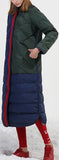 Color-Block Down-Fill Coat with Scarf