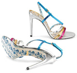 Metallic Leather Sandals with Sequins