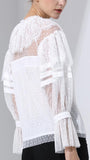Ruffle Lace Blouse, White - DESIGNER INSPIRED FASHIONS