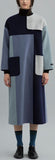 Color-Block Patched Wool Coat