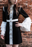'Sincerity' Black & White Ruffle Dress