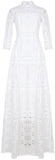 Cut-Out Half-Sleeve White Maxi Dress
