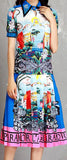 Printed Top and Pleated Skirt Set