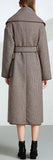 Gingham Large-Collar Wool-Blend Wrap Coat