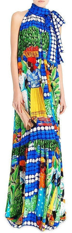 'Sordone' Printed Halter Maxi Dress - DESIGNER INSPIRED FASHIONS