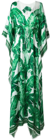 Banana Leaf Print Kaftan Dress - DESIGNER INSPIRED FASHIONS