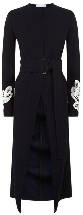 Black Embroidered-Sleeve Coat - DESIGNER INSPIRED FASHIONS