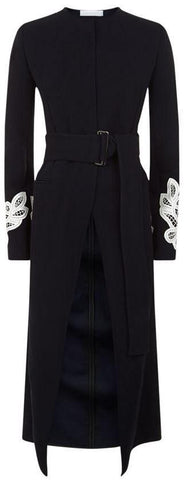 Black Embroidered-Sleeve Coat - DESIGNER INSPIRED FASHIONS