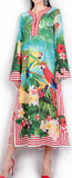 Tropical Printed Kaftan Dress