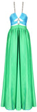 Long Chained Contrast Halter Dress - DESIGNER INSPIRED FASHIONS