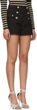 Button-Embellished Shorts, Black