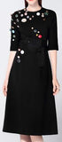 Half-Sleeve Embellished Dress - Black - DESIGNER INSPIRED FASHIONS