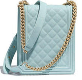 'Boy' Calfskin Handbag, Light Blue