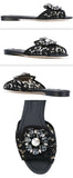 Bianca Embellished Flat Sandals, Black | DESIGNER INSPIRED FASHIONS