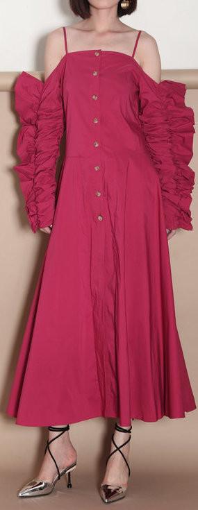 Ruffle-Sleeve Off-the-Shoulder Shirt Dress - DESIGNER INSPIRED FASHIONS