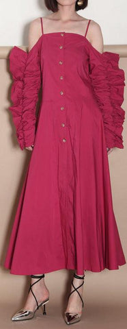 Ruffle-Sleeve Off-the-Shoulder Shirt Dress - DESIGNER INSPIRED FASHIONS