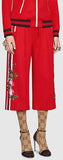 Embroidered Wide-Leg Trousers - Black or Red