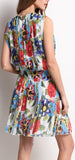 Floral-Printed Pleated Silk & Chiffon Mini Dress