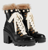 Leather Ankle Boot with Wool