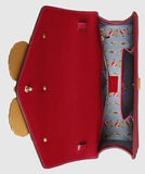 Leather Top Handle Bag with Moth, Red