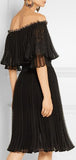 Black Off-the-Shoulder Knitted Lace Dress - DESIGNER INSPIRED FASHIONS