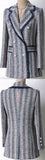 Double-Breasted Fringed Tweed Blazer