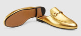 Princetown Metallic Leather Slippers, Gold