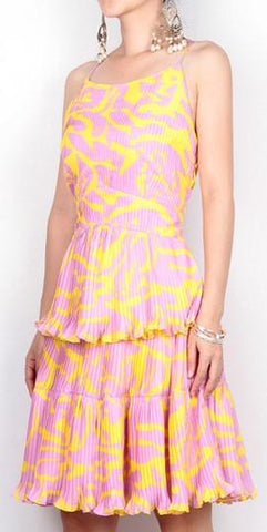 Print Tiered Pleated Dress - DESIGNER INSPIRED FASHIONS