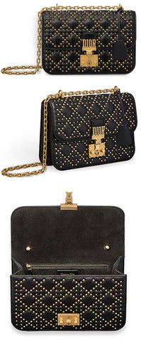 Dioraddict Flap Bag in black Studded Cannage Leather
