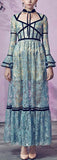 Paneled Floral Lace Gown