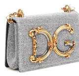 Crossbody Lurex Metallic Shoulder Bag with Chain Strap -Silver or Gold