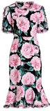 Rose Printed Ruffle-Trimmed Dress | DESIGNER INSPIRED FASHIONS