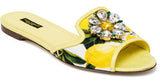'Bianca' Lemon Printed Embellished Sandals | DESIGNER INSPIRED FASHIONS
