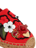 Locket-Flower-Jewel Embroidered Espadrilles-Red - DESIGNER INSPIRED FASHIONS