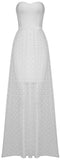 Strapless Bandage Polka Dot Tulle Gown, White