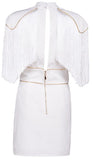 Fringed-Shoulder Mini Dress - Black, Red or White - DESIGNER INSPIRED FASHIONS