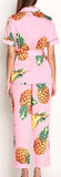 Pineapple Print Short-Sleeve Pajama Top & Pant Set