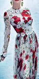 Daisy-Applique Poppy Print Gown