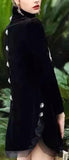 Black Velvet Mock-Neck Embellished Chandelier Dress - DESIGNER INSPIRED FASHIONS