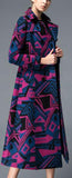 Geometric Print Wool Trench Coat - DESIGNER INSPIRED FASHIONS