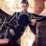 Black Embellished Stretch Dress - DESIGNER INSPIRED FASHIONS