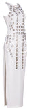 Hole-Embellished Maxi Bodycon Gown, White - DESIGNER INSPIRED FASHIONS